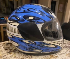 Typhoon Helmets KYLIN KY-121 Full Face Blue W/ Bag Youth Large L DOT Certified