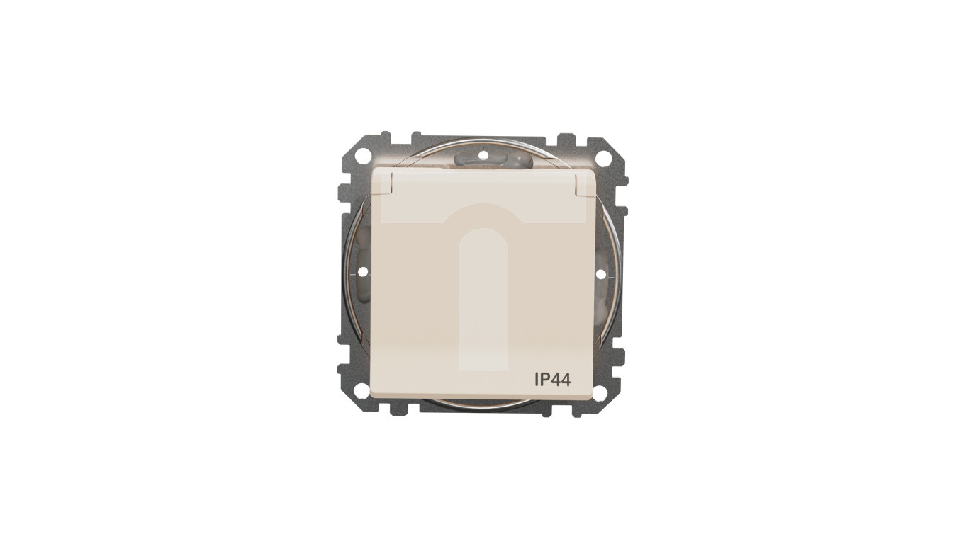 Sedna Design and Elements, 2P+PE power socket with IP44 current path shutters,