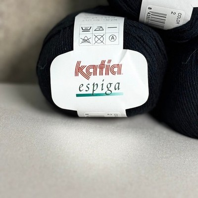 Katia Espiga Yarn 10 Balls Black Cotton Microfiber Sport Wgt Dye Lot 61950 Spain