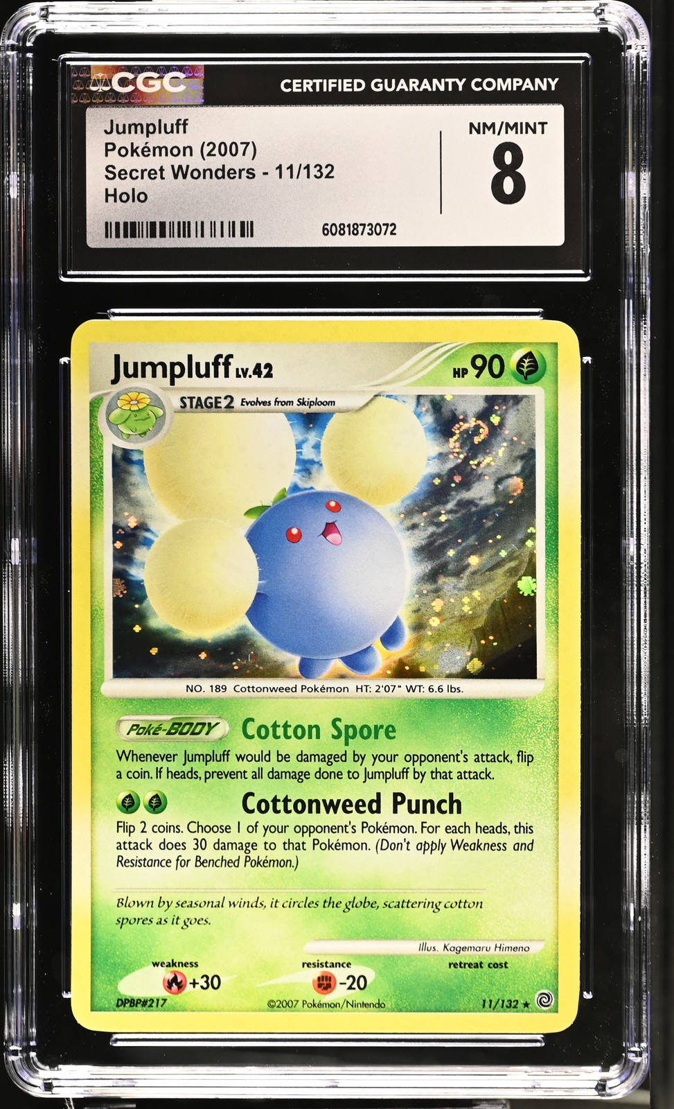 CGC 8 Jumpluff 2007 Secret Wonders 11/132 Holo SWIRL Pokemon Card