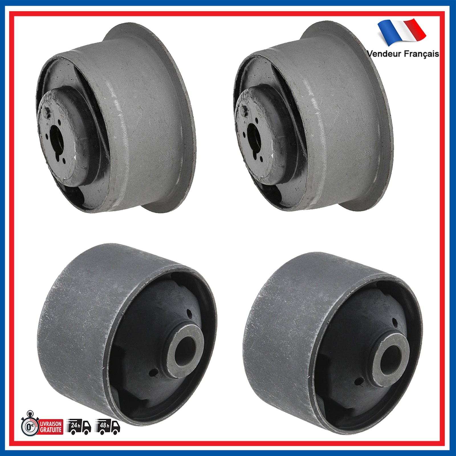 4 Coussinets de Suspension de Différentiel Arrière pour Suzuki Grand Vitara II - Kit Caoutchouc
