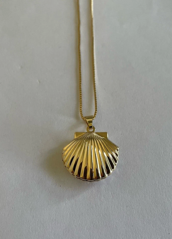 Collar Colgante Medallón Concha Estilo Vintage Tono Dorado - Nuevo Foto 3 de 4