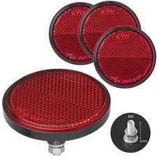 4 x R&uuml;ckstrahler &Oslash;60 Rot rund mit Schraube Anh&auml;nger Reflektor LKW Wohnwagen PKW