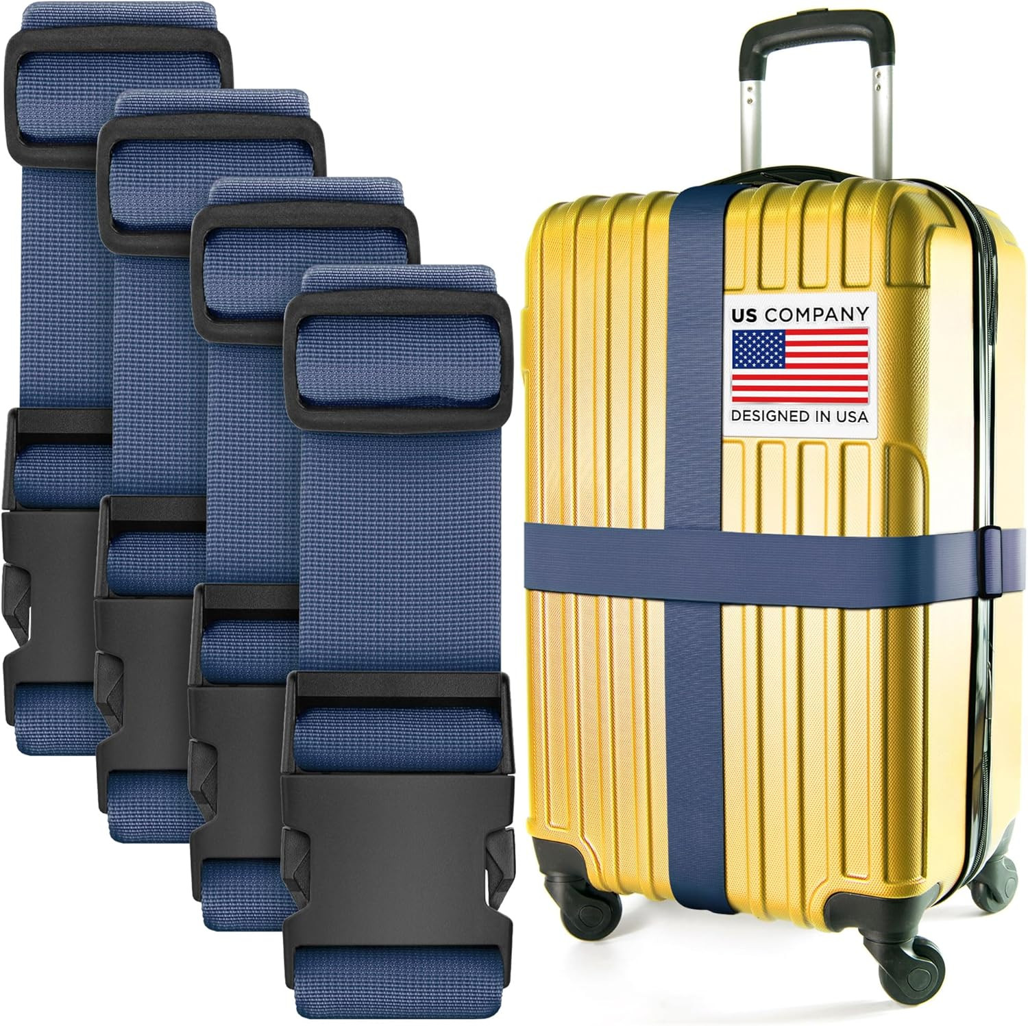 Straps For Suitcases - Tsa Approved - Navy Blue, 4 Pk - Premium Nylon Be