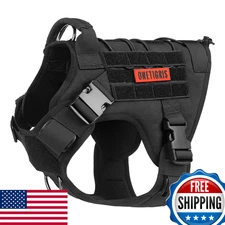 OneTigris Tactical Dog Harness Fire Watcher Vest - Black, Medium, Comfortable