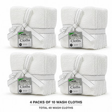 40 Pack Washcloths 100 Cotton 12x12 Soft Absorbent Bath Face Towels 4x10 Pack