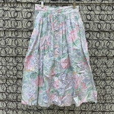 Charter Club Pastel Floral A-Line Yoke Button Front Skirt Pockets Cottagecore 8