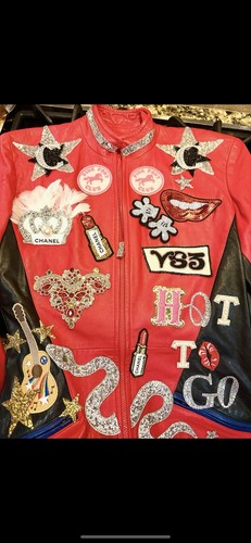 Saks 5th Ave Leather Chappell Roan Vintage Concert Tour Costume Patch Jacket S M - Picture 16 of 18
