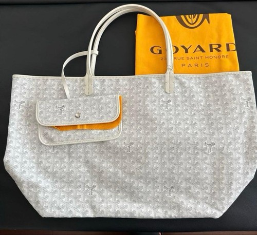 Goyard Saint Louis GM Tote Bag Pouch White Shopping Purse Unisex Auth New tag