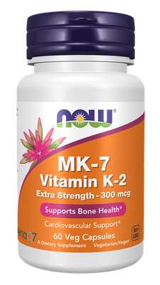 MK-7 Vitamin K-2, Extra Strength 300mcg Now Foods 60Caps Menaquinone-7