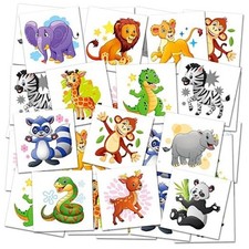 Individual Temporary Tattoos for Kids - Bulk Pack of 144 Non-Toxic Zoo Animal