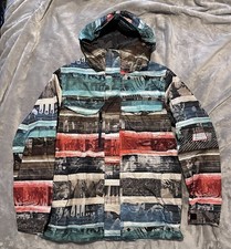 Burton Snowboard Jacket, White Collection - Transmission, Large, Broken Zipper