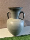 Frankoma MPN 71 Ribbed Double-Handle Vase Brown/Beige Ceramic Art Pottery