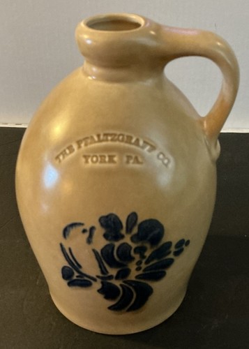 Vintage Pfaltzgraff Stoneware Jug, Tan, Blue Bird, 8 In High