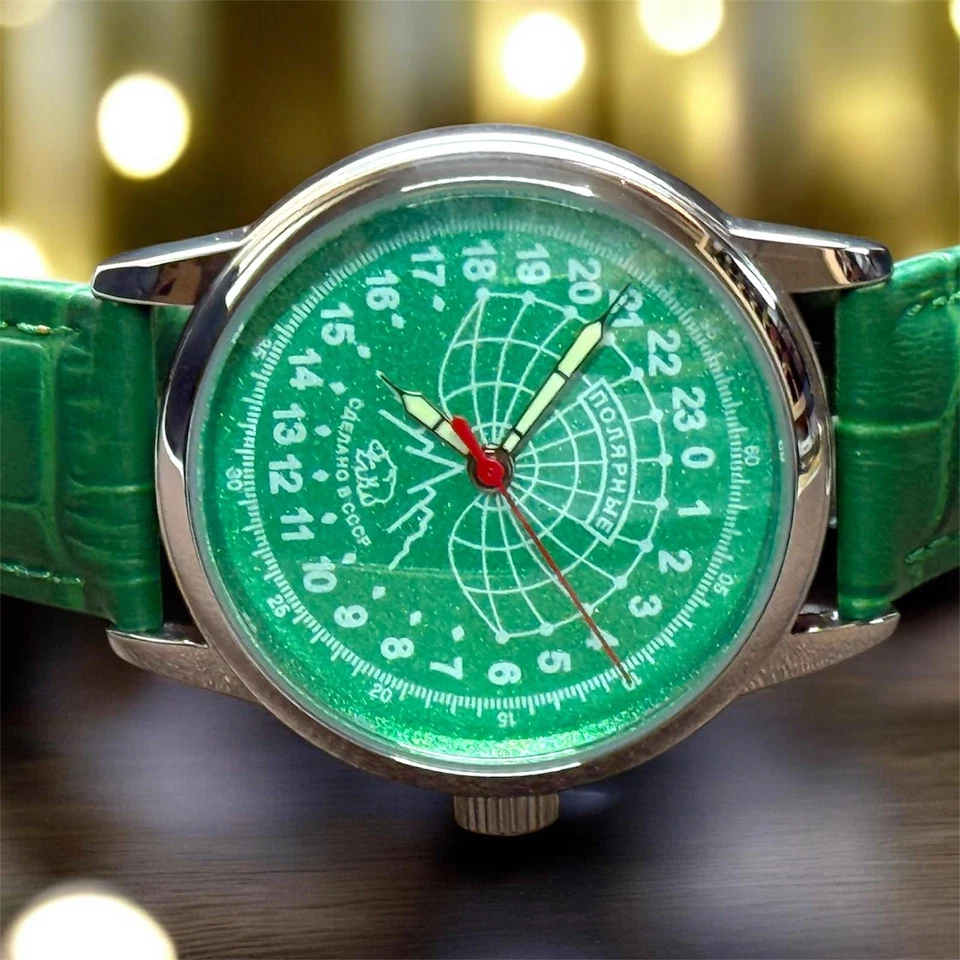 Vintage Raketa 24H Mechanical Watch USSR Soviet Russian Polar Bear Rare Green - Image 2 of 4