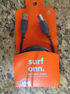 6 ft USB PRINTER CABLE~SURF ONN~High Speed ~USB-A Male to USB-B Male