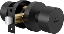 Matte Black Interior Privacy Door Knob Zinc Alloy Bedroom Bathroom Doorknob 1pk