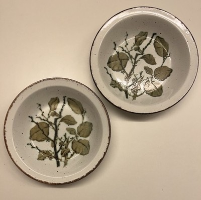Midwinter Stonehenge GREEN LEAVES 2x Suppenteller, tiefer Teller ca. 22cm Ø
