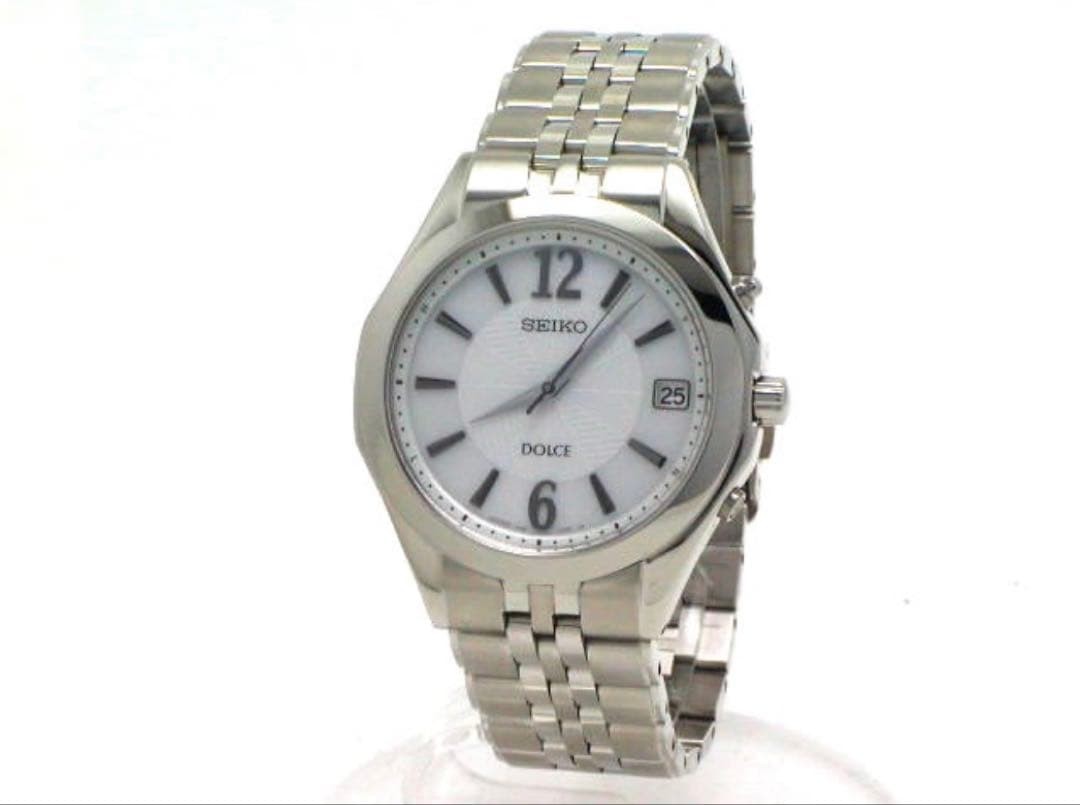 Dolce Watch control Seiko Silver wave Solar Mens Radio Titanium 7B52-0AC0 White - vintagewatches.pk