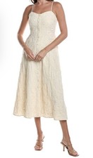 Z Supply Angel Eyes Textured Midi Dress Size Medium Beige Button Up Cottagecore