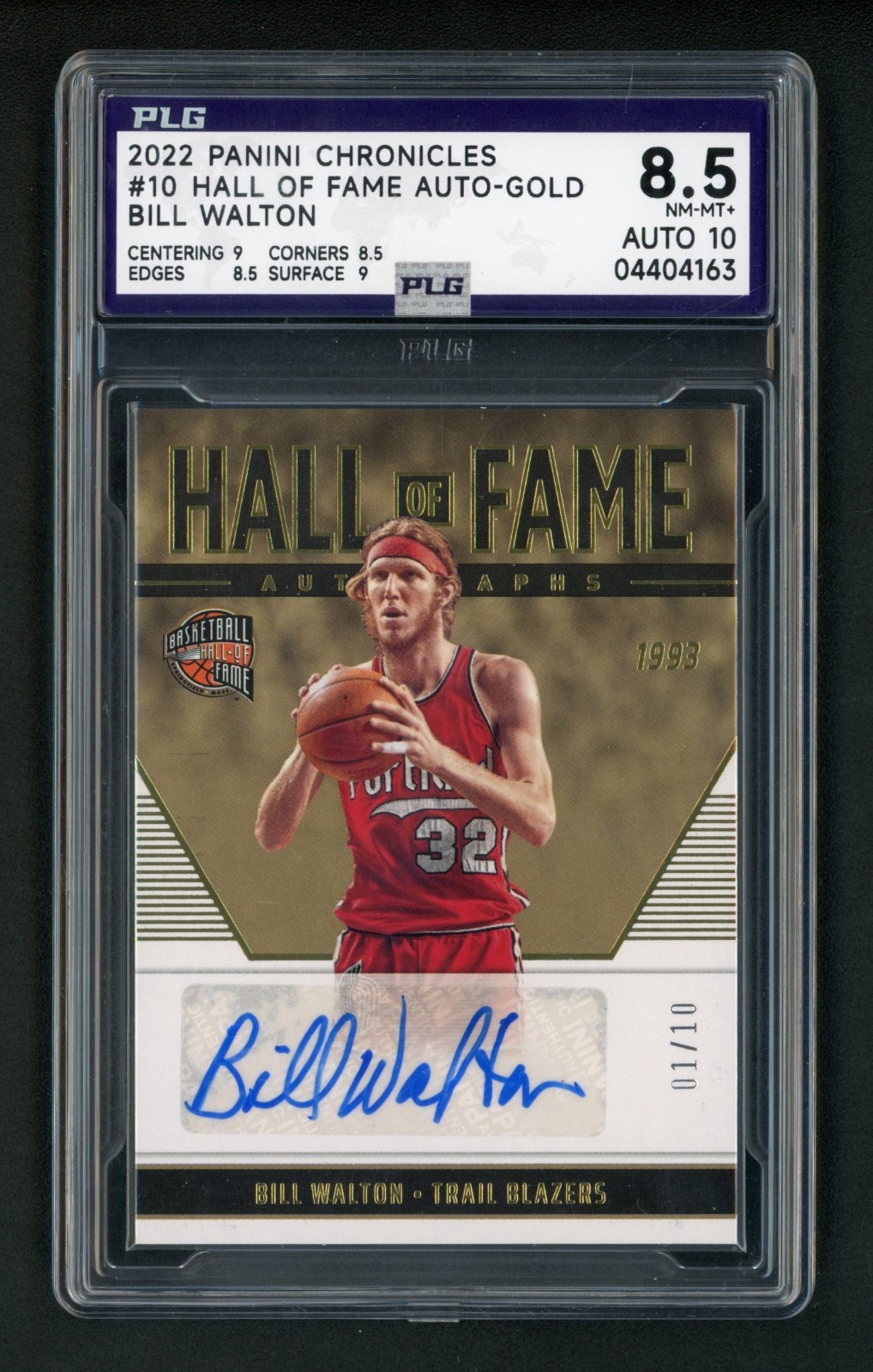 2022-23 BILL WALTON 01/10 AUTO PANINI CHRONICLES HALL OF FAME PLG 8.5 AUTOGRAPHS