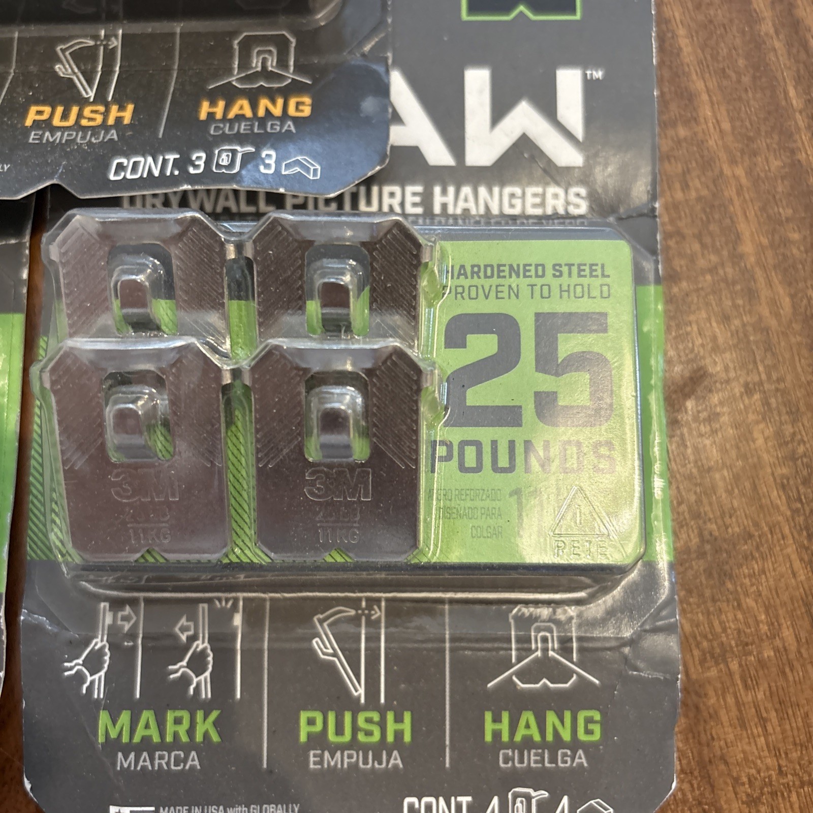 3 Packs 3M Claw Drywall Picture Hangers Holds 25 Pound and 45 Pounds 