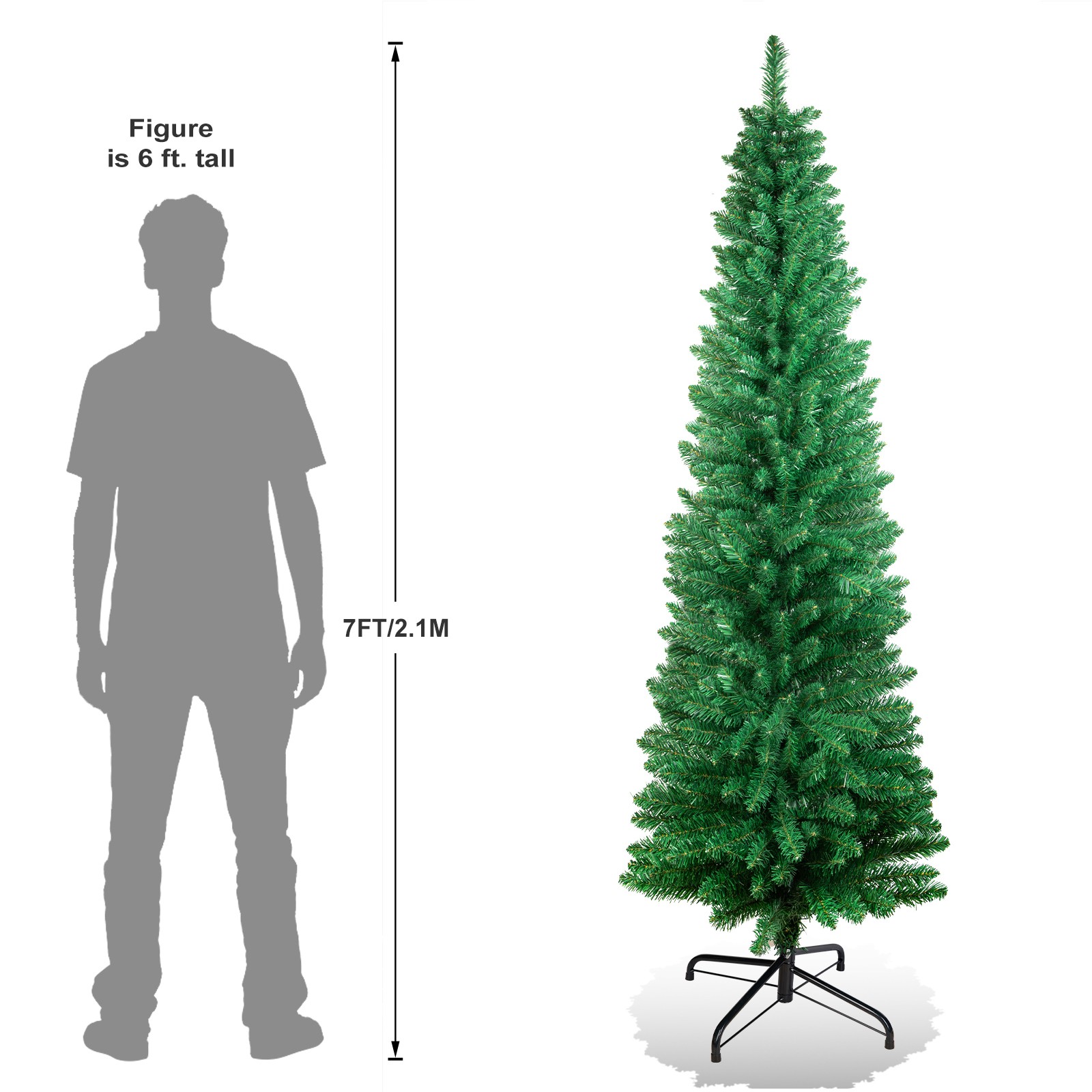 Christmas Tree Spruce Pine Slim With Led Lights Decoration X