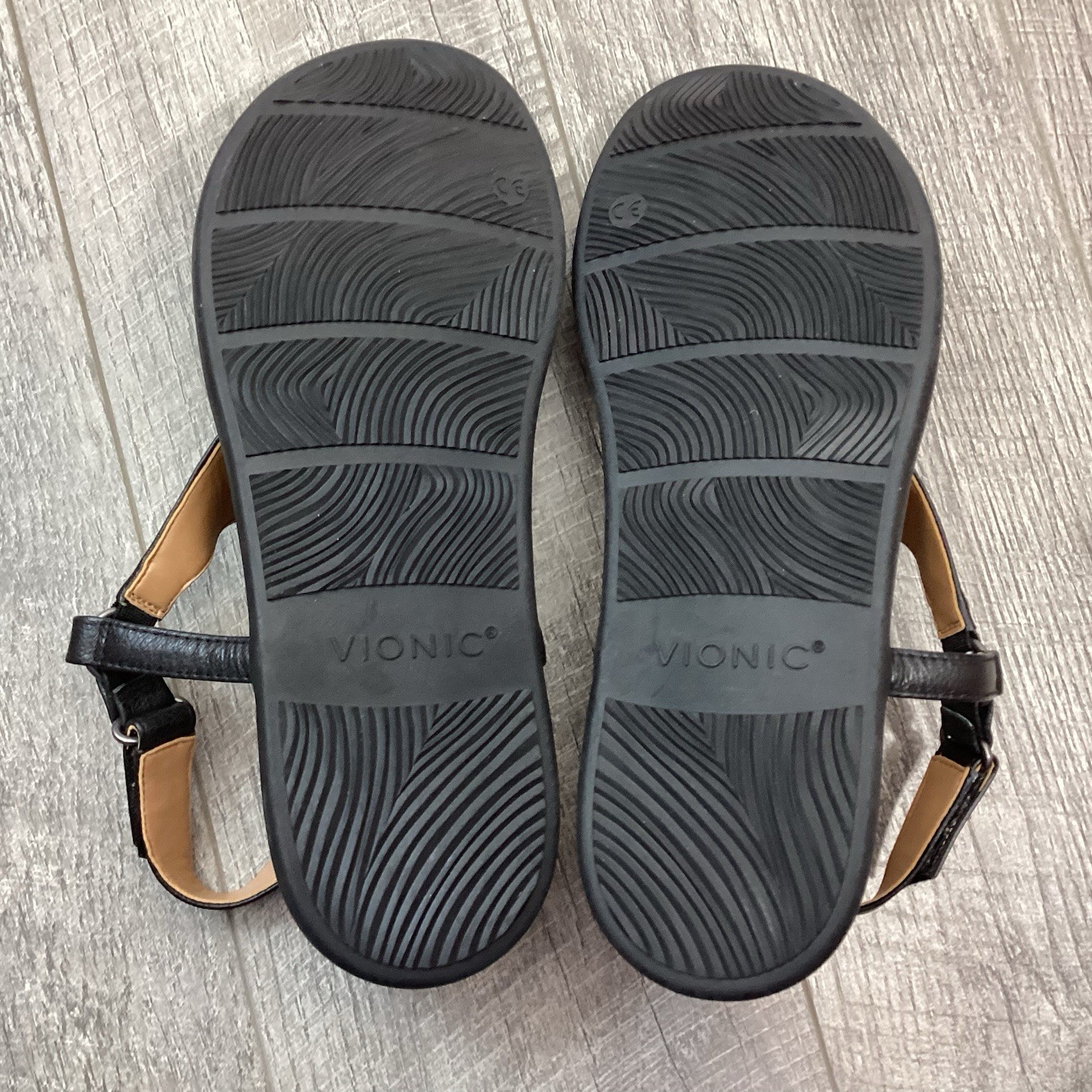 Vionic Slingback Black Leather Thong Sandals Size… - image 7