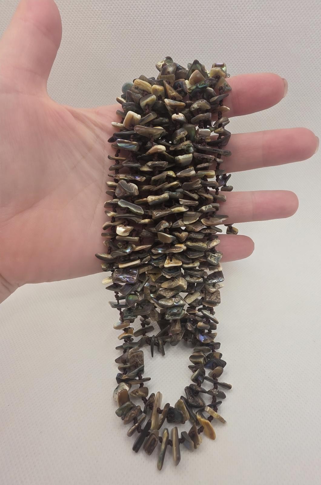 Multi-Strand Abalone Shell Chip Statement Boho Ne… - image 2