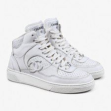 CHANEL High Top Sneaker Leder Weiß EU 36 gep...