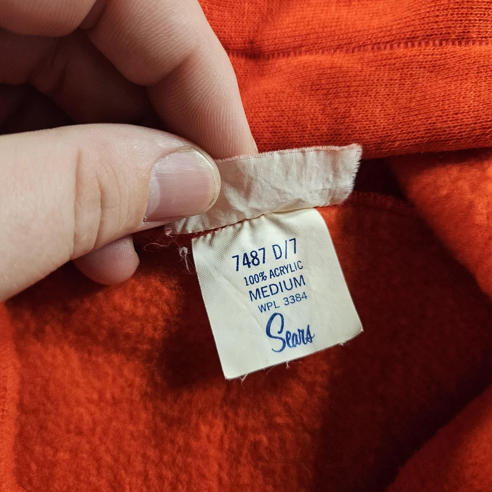 Sudadera con Capucha Vintage Sears Para Hombre Mediana Roja Cremallera Completa Acrílico Polar Sudadera Años 70 Foto 4 de 4