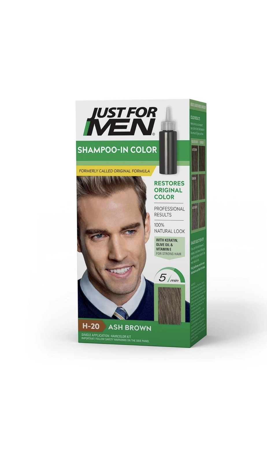 Just For Men Shampoo-in Hair Dye for Men, H-20 Ash Brown