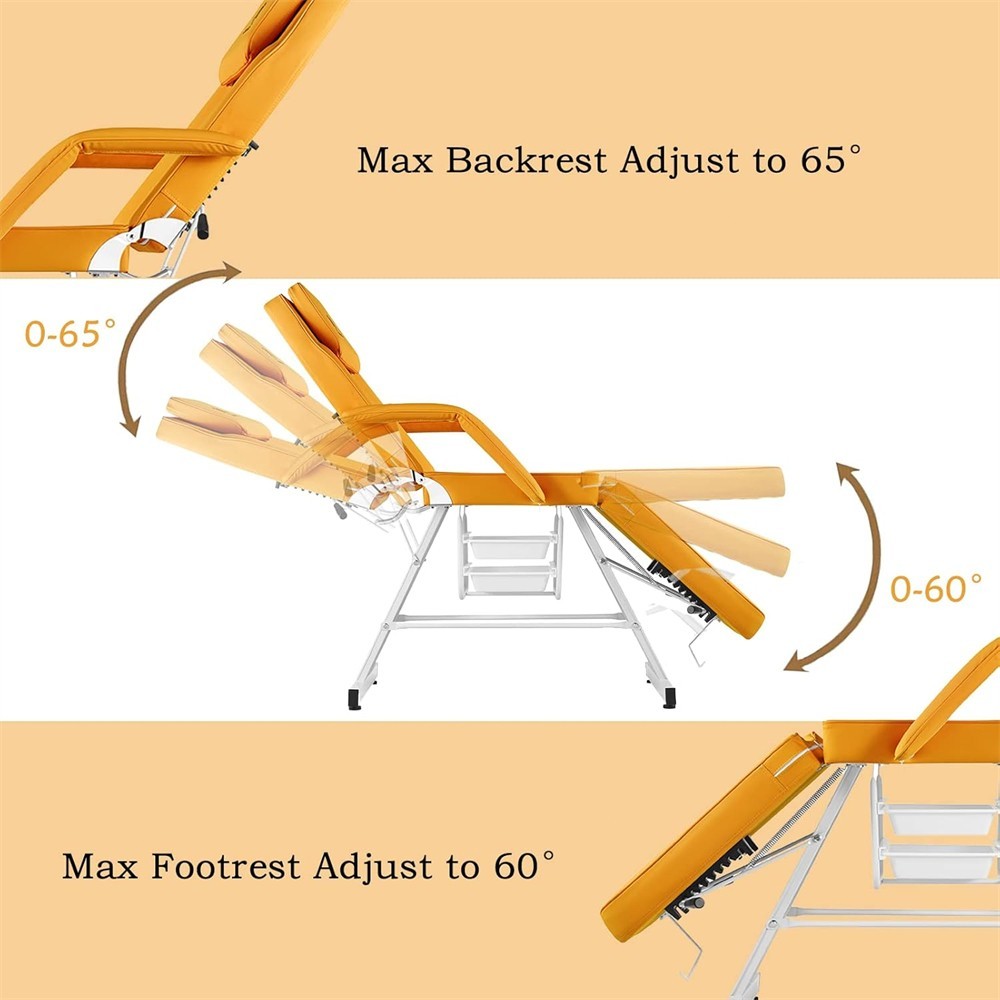 Orange Facial Chair Esthetician Chair Massage Bed Tattoo Table Spa Studio Home
