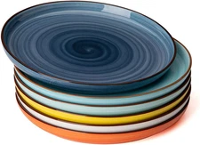 Sweese 7.4 Inch Porcelain Dessert Plates - round Salad/Appetizer Plate Set, Micr