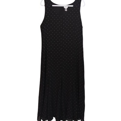 Chico's Vintage 100% Silk Dark Brown Polka Dot Sleeveless Maxi Dress Fairy Y2k L