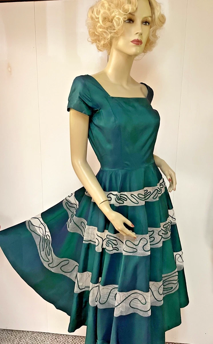 1940s holiday dresses Large Sage Swing Dress – Belamour Boutique Co