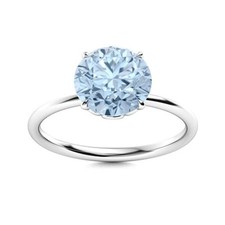 Solitaire 6MM Round Aquamarine 925 Sterling Silver Stackable Ring For Women