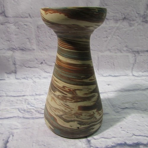 Vintage Niloak Swirl Marbled Stoneware Vase Multicolor Art Pottery USA Decor