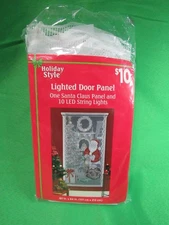 Lighted Door Panel One Santa Clause Panel and 10 LED String Lights Holiday Style
