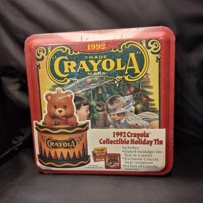 1992 Crayola Crayon Collectors Tin Christmas Box 64 Crayons Vintage New Sealed