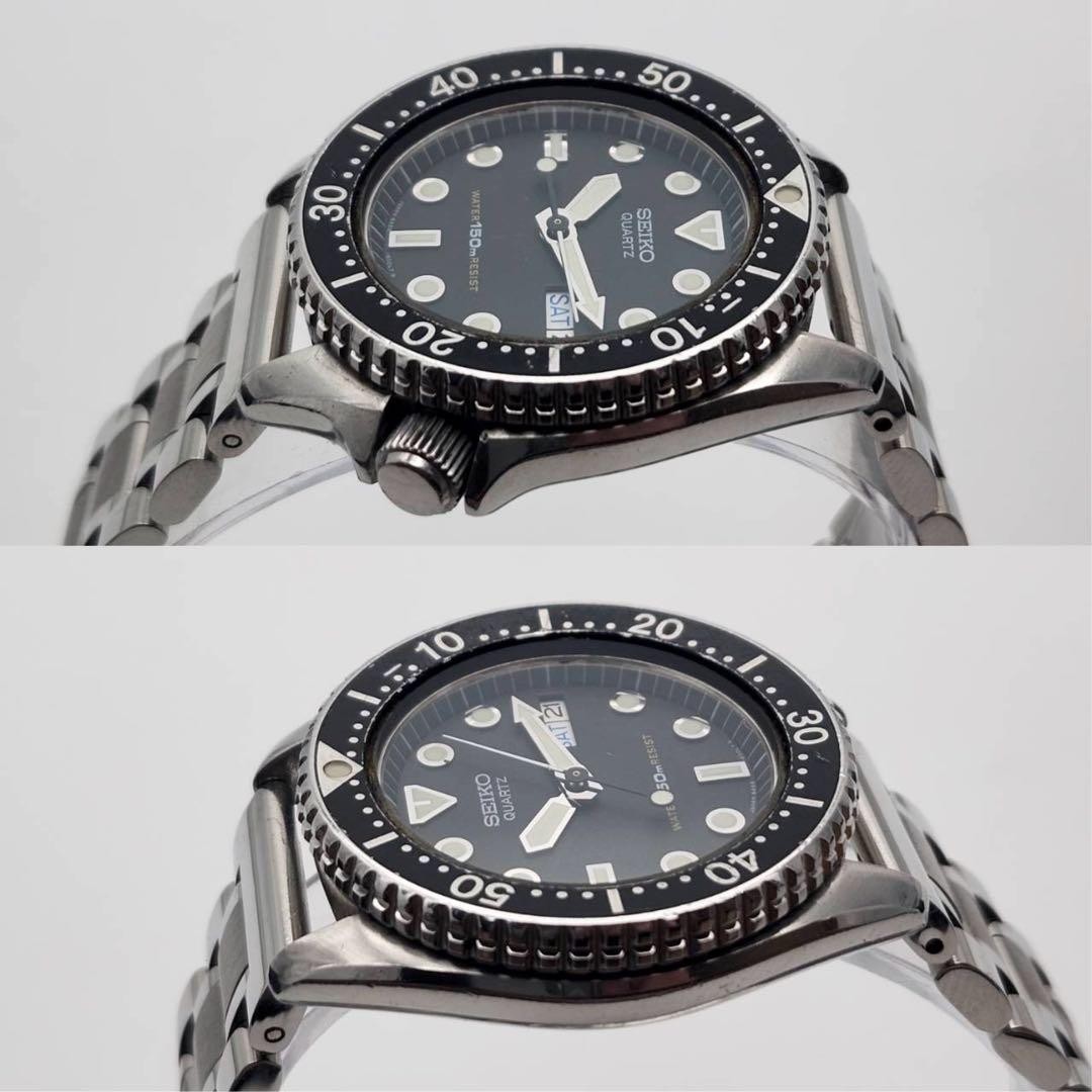 Seiko 6458-6000 Diver Watch 37mm 18mm Black Dial Quartz Vintage