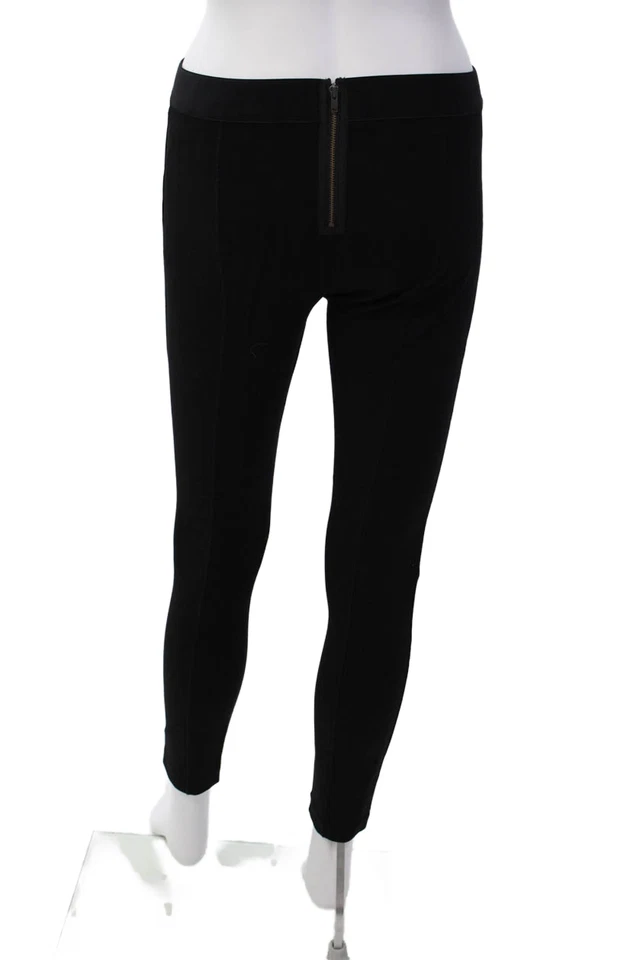 J Crew Womens Back Zip Mid Rise Stretch Knit Ankle Leggings Black One Size - Image 3 of 4