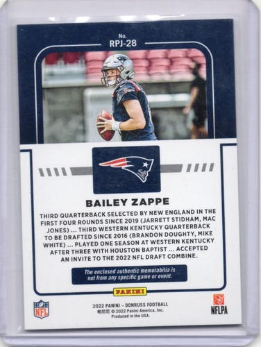 2022 Panini Donruss - Rookie Phenom Jerseys Bailey Zappe #RPJ-28 (MEM, RC) - Imagen 2 de 2