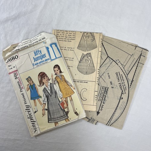 5680 Vintage Simplicity Sewing Pattern Girls Jiffy Jumper Dress 1960s 60s - Picture 6 of 6