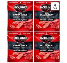 Jack Link's Bacon Jerky, Hickory Smoked, 2.5 oz. Bag Pack of 4
