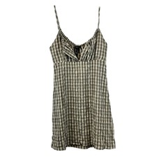 Forever 21 Plaid Mini Sundress Sleeveless Black/Beige Size Small New Zip