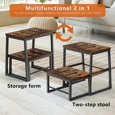 Wooden Step Stools for Adults 350Lbs Foldable Foot Stool for High Bed Kitchen RV