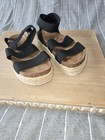Womens Pierre Dumas Mesa 4 Sandals Espadrille Black 3 Straps Size 6 — photo 1