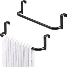 Over Cabinet Door Towel Bar, Metal Kitchen Rack,Black Hang Inside or Outside