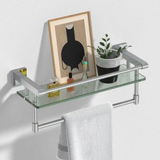 Glass Shelf Bathroom 16 in Bathroom Shelves W/ Towel Bar Tempered Glass Shelves